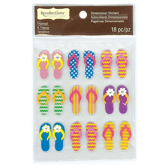 12 Pack: 18 ct. (216 total) Flip Flop Dimensional Stickers by Recollections&#x2122; Signature&#x2122;
